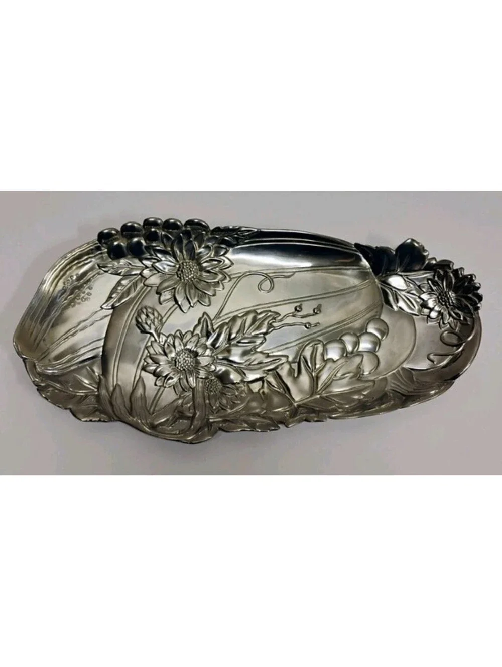 Vintage Fitz And Floyd Metal Sunflower Jewelry Candy Trinket Tray